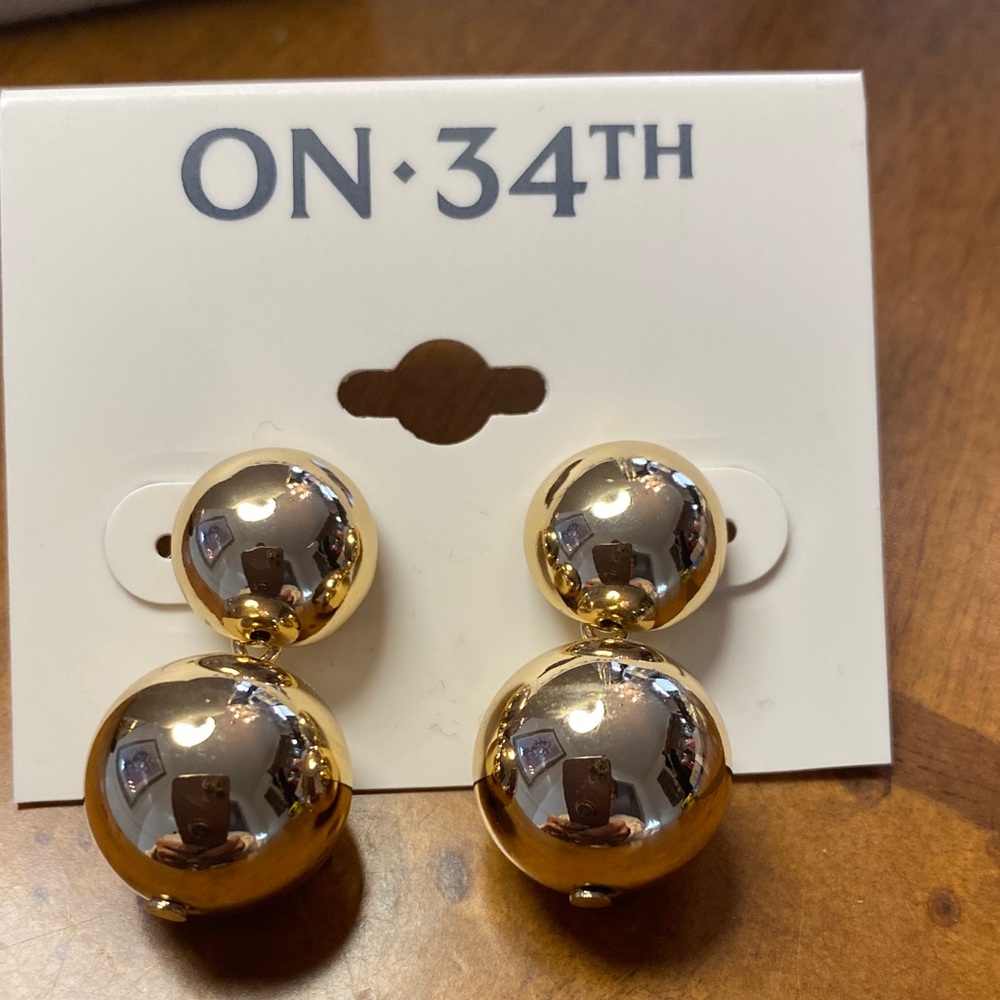 SOLD - ON 34th Gold and Silver Ball Earrings
